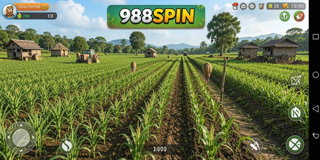 Screenshot gameplay 988SPIN menampilkan aktivitas pertanian yang seru.