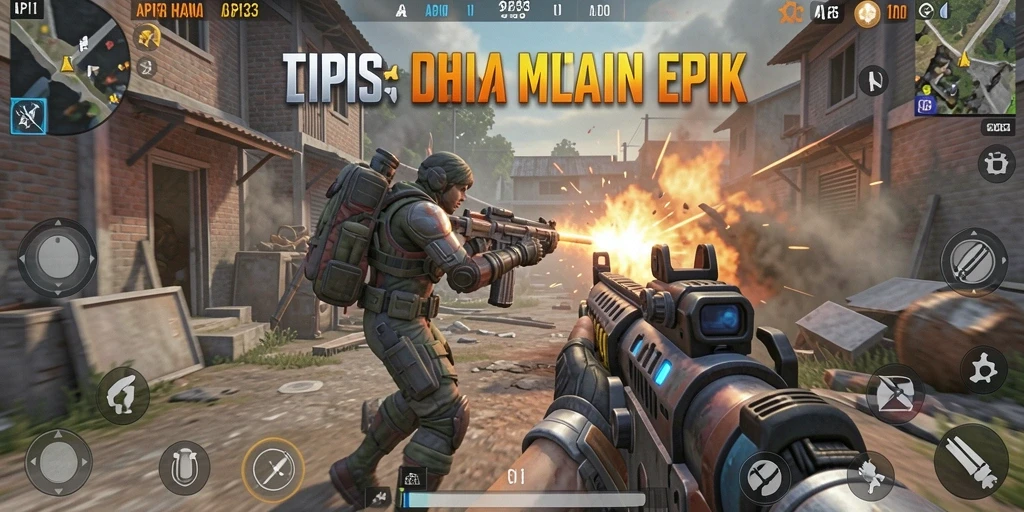 Tangkapan layar dari gameplay seru API33 yang menampilkan aksi tembak-menembak.