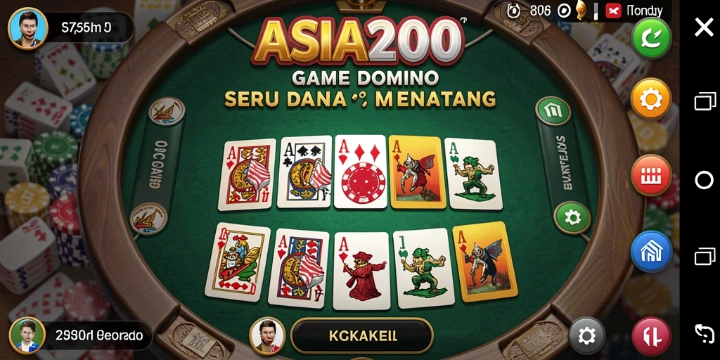 Screenshot utama ASIA200 menampilkan keseruan gameplay Domino.