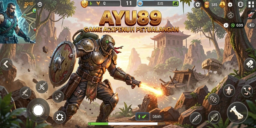 Tangkapan layar utama AYU89 menunjukkan aksi intens dalam pertarungan hebat.