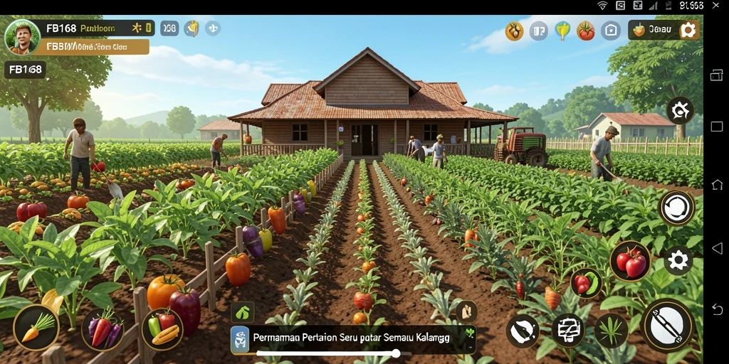 Screenshot menampilkan pemain sedang bertani dan merawat hewan.