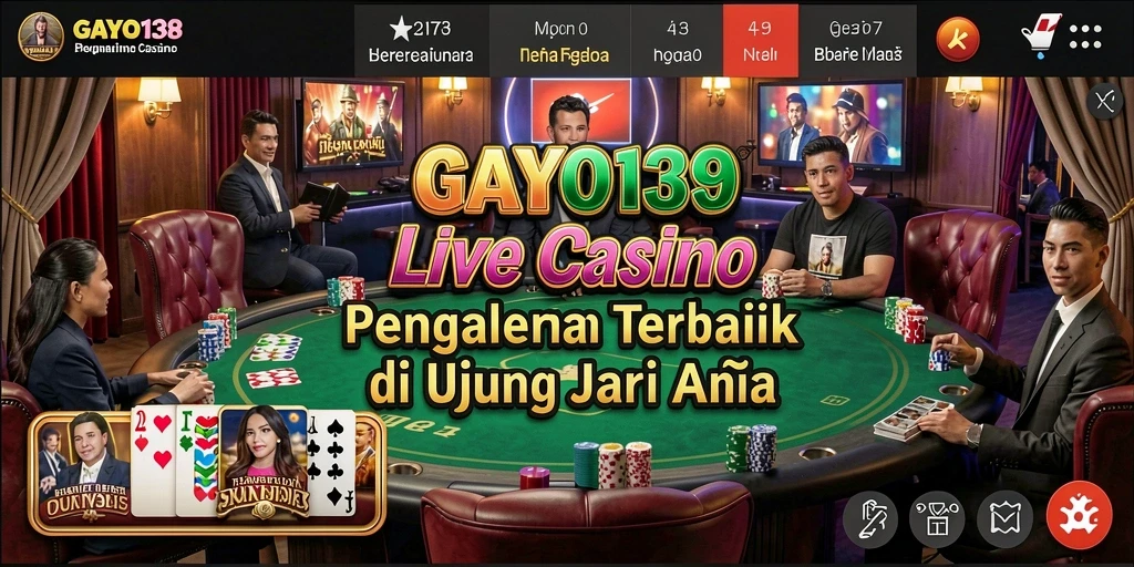 Screenshot GAYO138 menampilkan dealer langsung dalam permainan kasino.