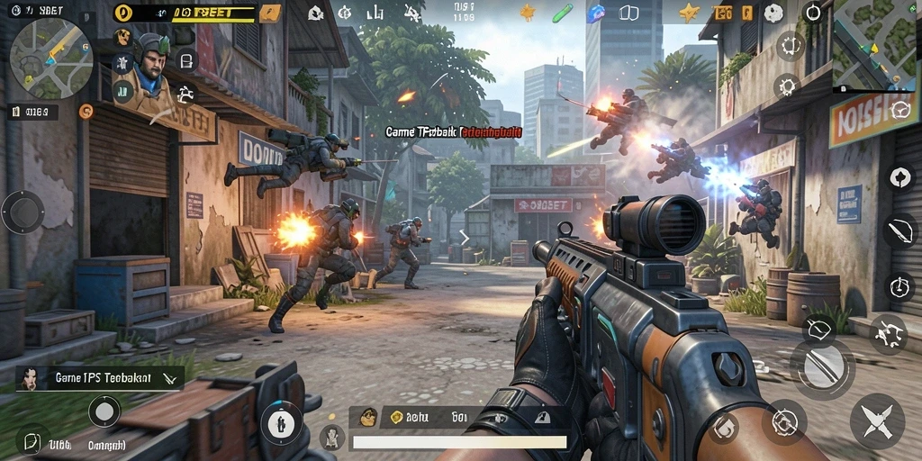 Tampilan gameplay IOSBET dengan aksi mendebarkan di arena TPS.