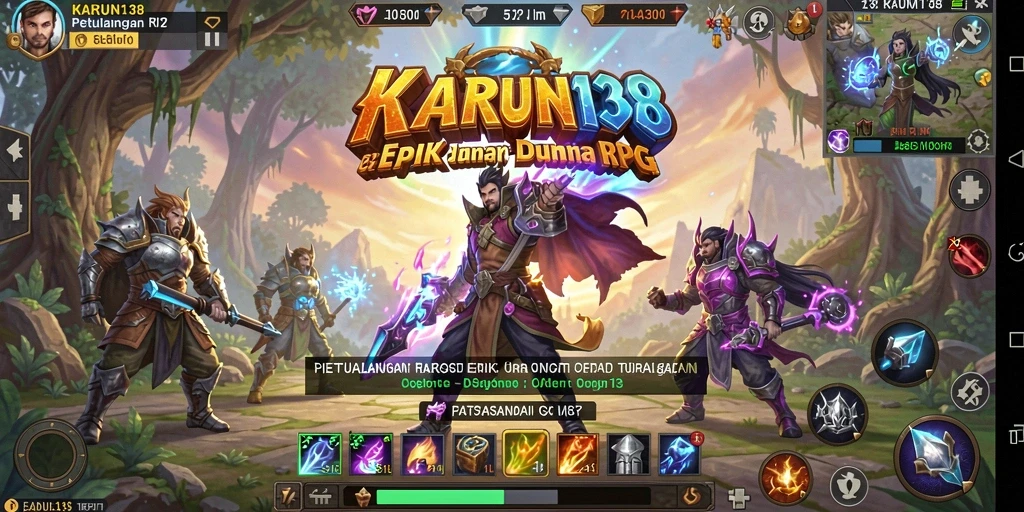 Screenshot utama KARUN138 menampilkan aksi seru dalam gameplay RPG.
