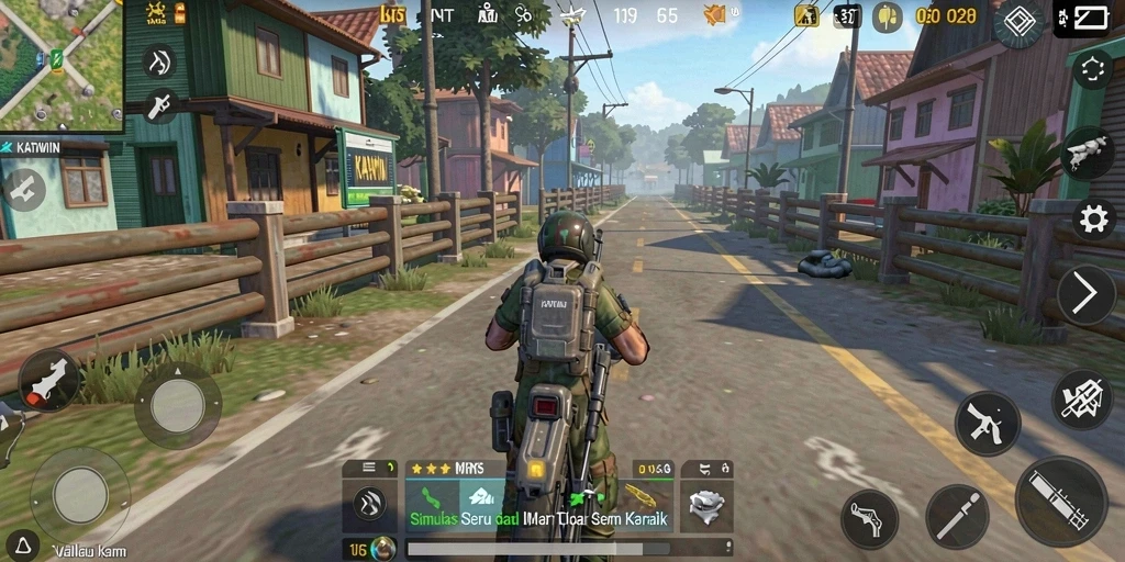 Screenshot gameplay KATAWIN yang menampilkan interaksi dalam simulasi.