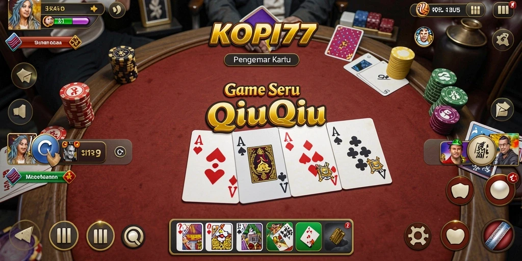 Screenshot gameplay KOPI77 menampilkan aksi seru permainan QiuQiu.