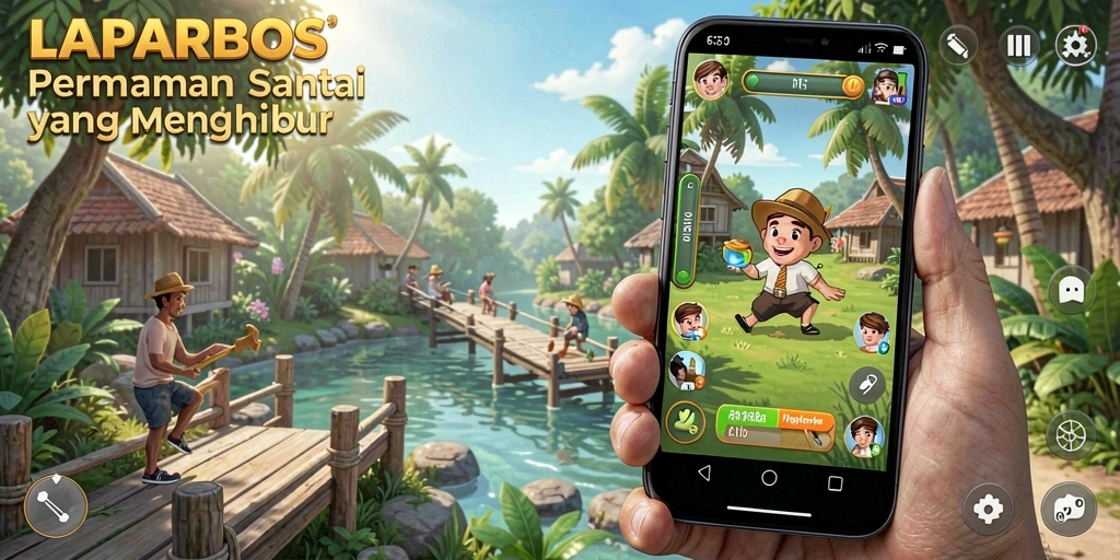 Tampilan gameplay <strong>LAPARBOS</strong> yang penuh warna dan menarik.
