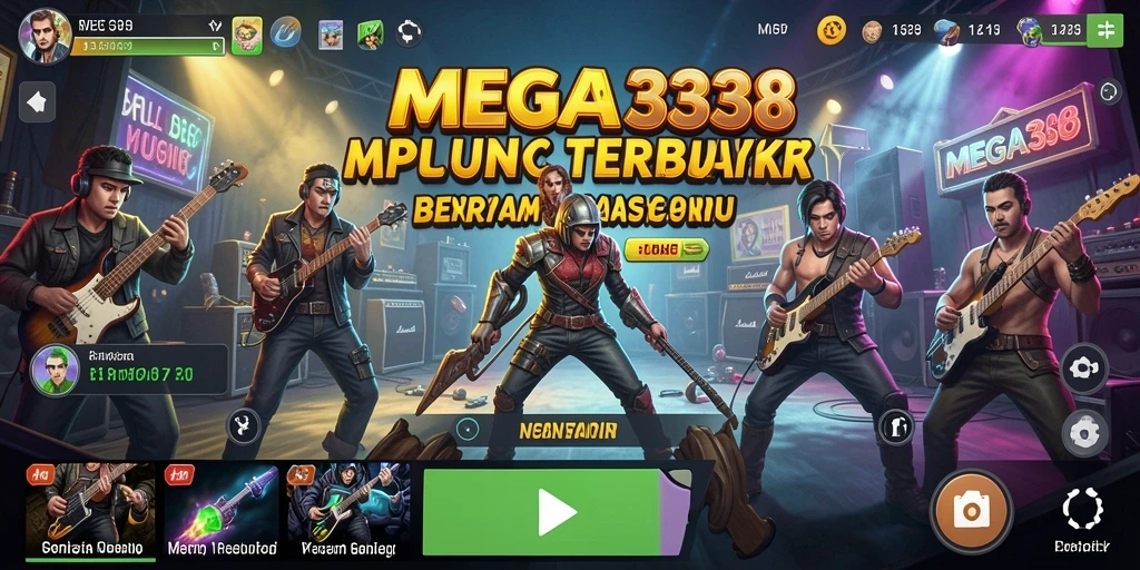 Tampilan gameplay MEGA338 dengan antarmuka user-friendly dan lagu-lagu beragam.