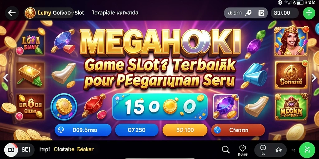 Tampilan gameplay menarik dalam MEGAHOKI dengan berbagai tema slot.
