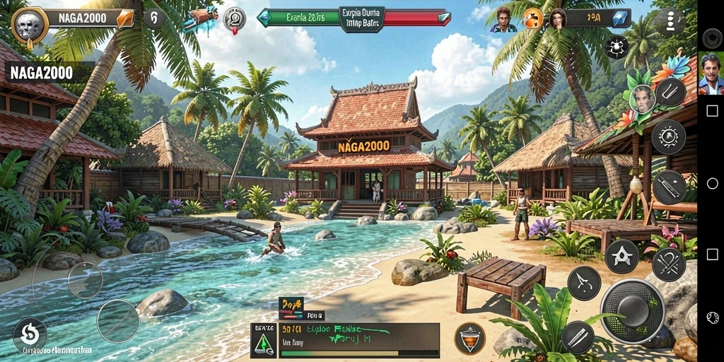 Screenshot gameplay NAGA2000 yang menampilkan eksplorasi dunia terbuka.