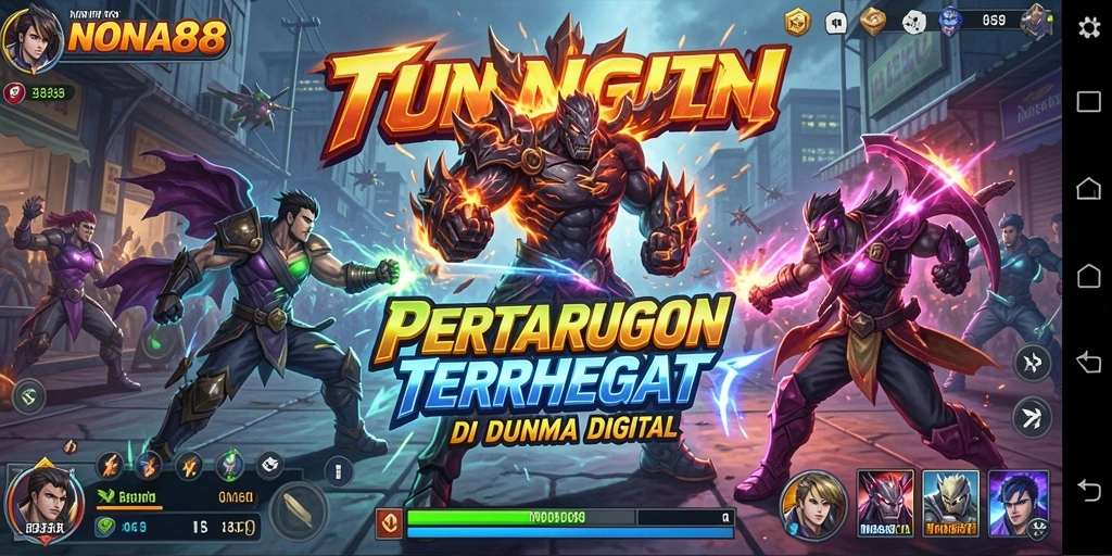 Gameplay NONA88 menunjukkan pertarungan antar karakter yang intens dan seru.