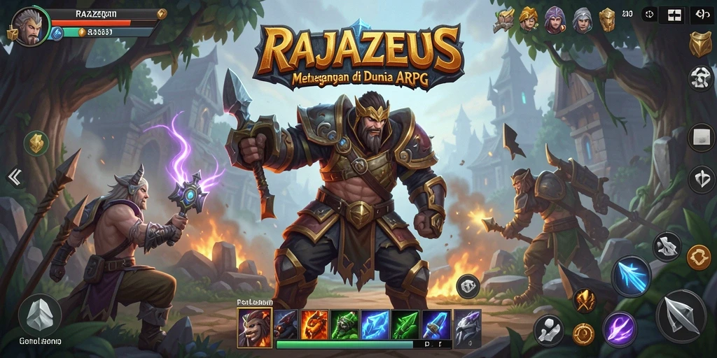 Tampilan aksi seru dalam gameplay RAJAZEUS yang mendebarkan.