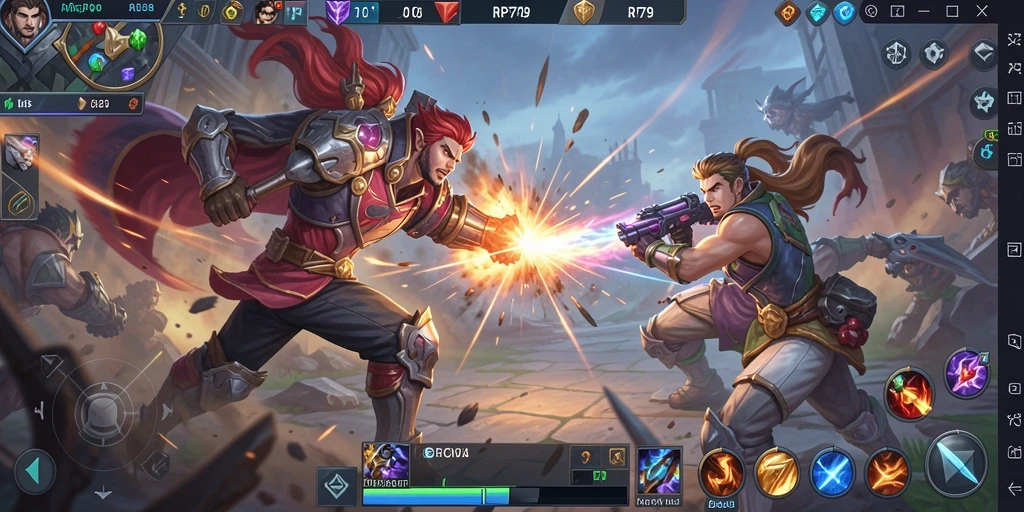 Gameplay RP79 yang dinamis dengan pertarungan tim yang mendebarkan.