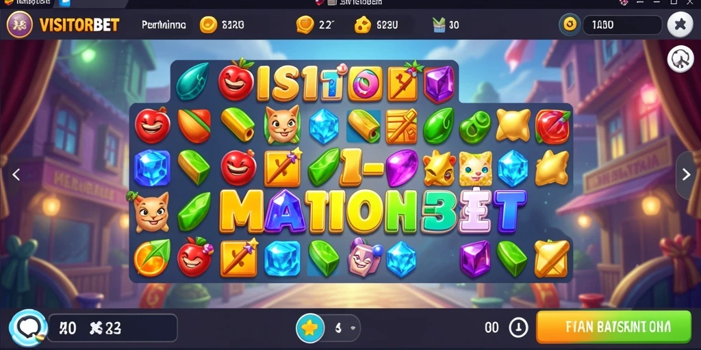 Screenshot utama VISITORBET menampilkan gameplay seru permainan Match-3.