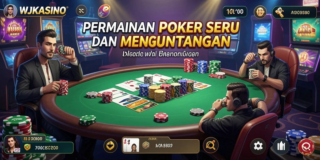 Tampilan gameplay poker seru di WJKASINO dengan pemain beraksi.